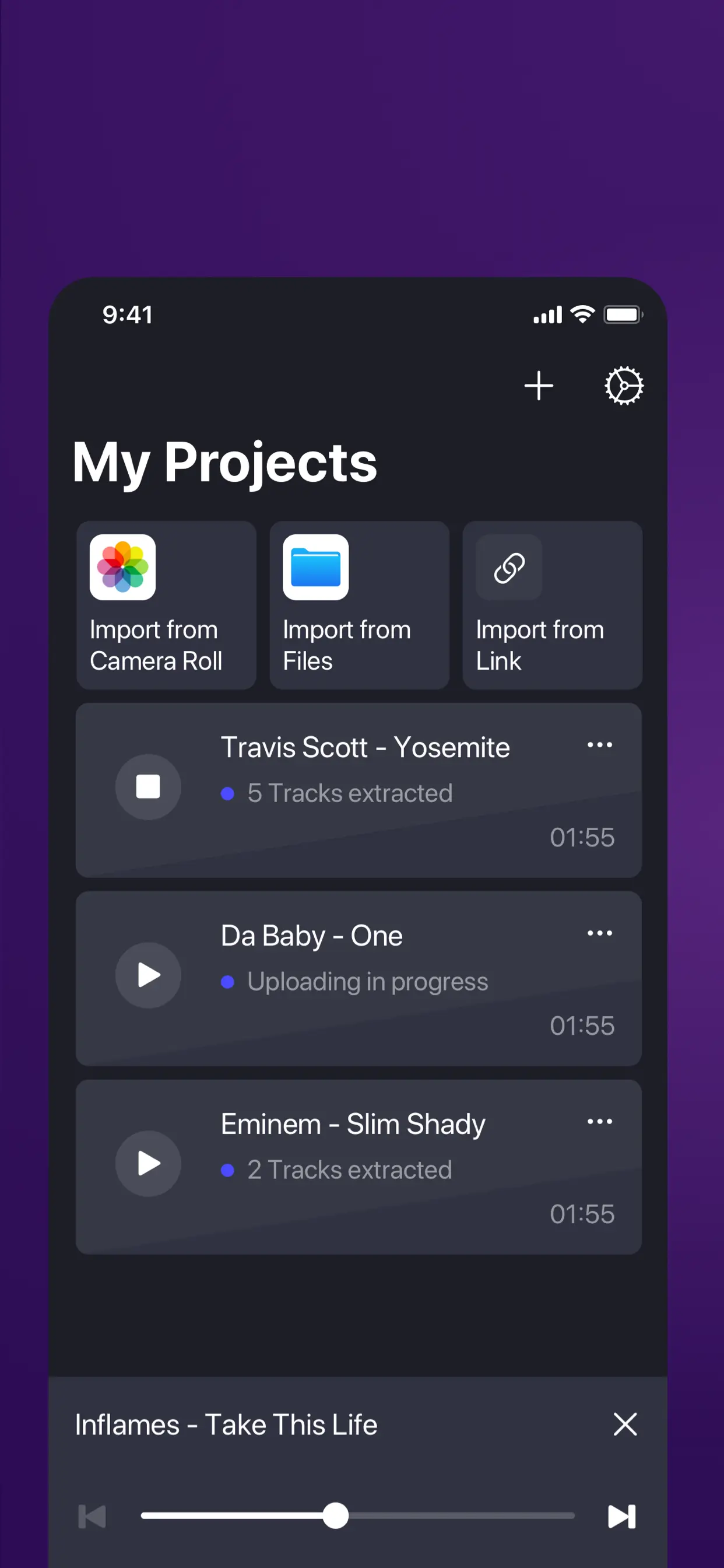 Unmix projects library with saved stem separations